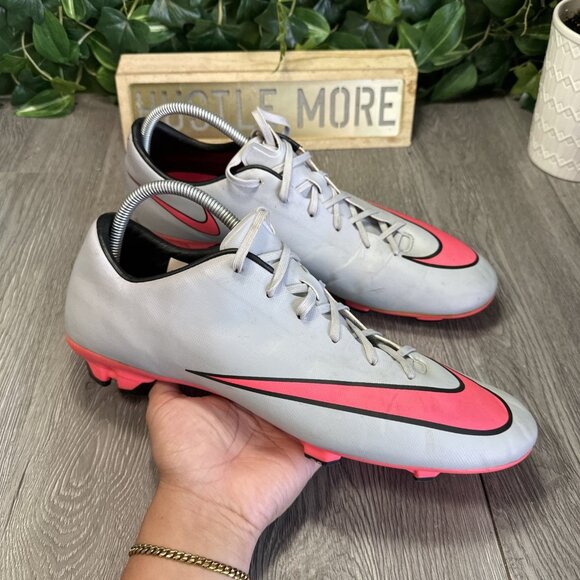 Nike Mens Mercurial Soccer Cleats Victory V FG Pink Low Top 651632-060 Size 13 - Picture 1 of 9